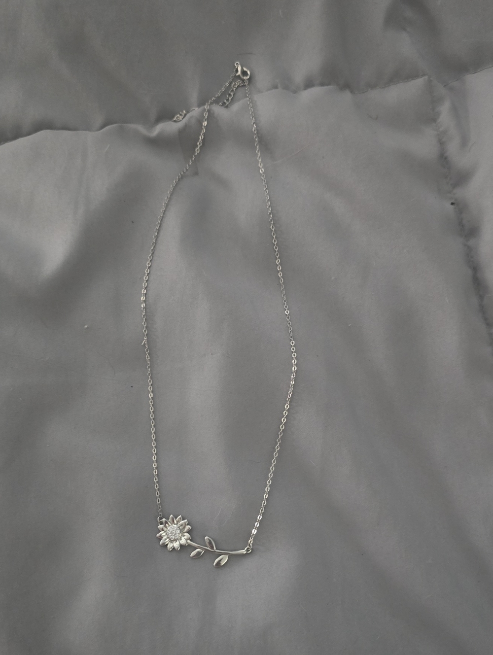 Silver Floral Stem Necklace - Women's Jewelry
